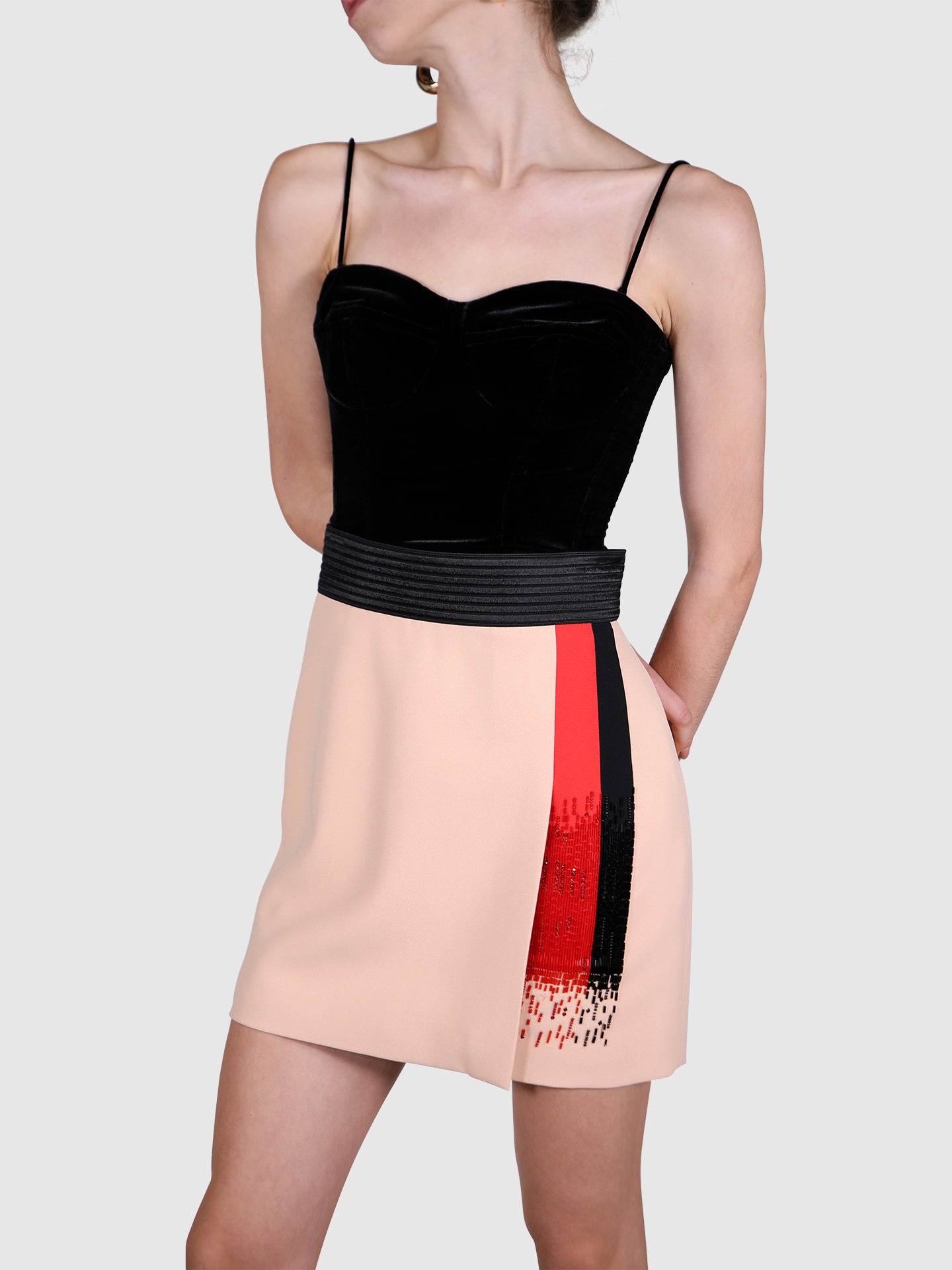 Ungaro Nude/Red/Black Mini Skirt