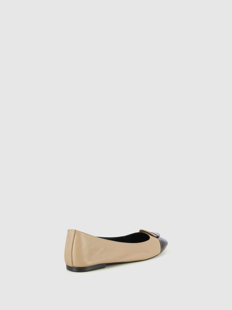 Top3 Beige Round Toe Ballerinas