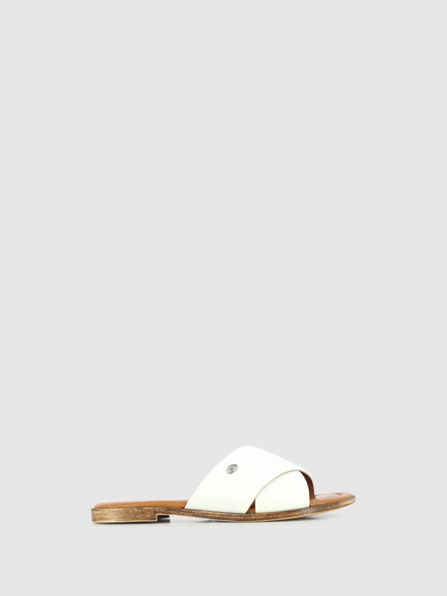 DRAKART White Leather Slip-on Sandals