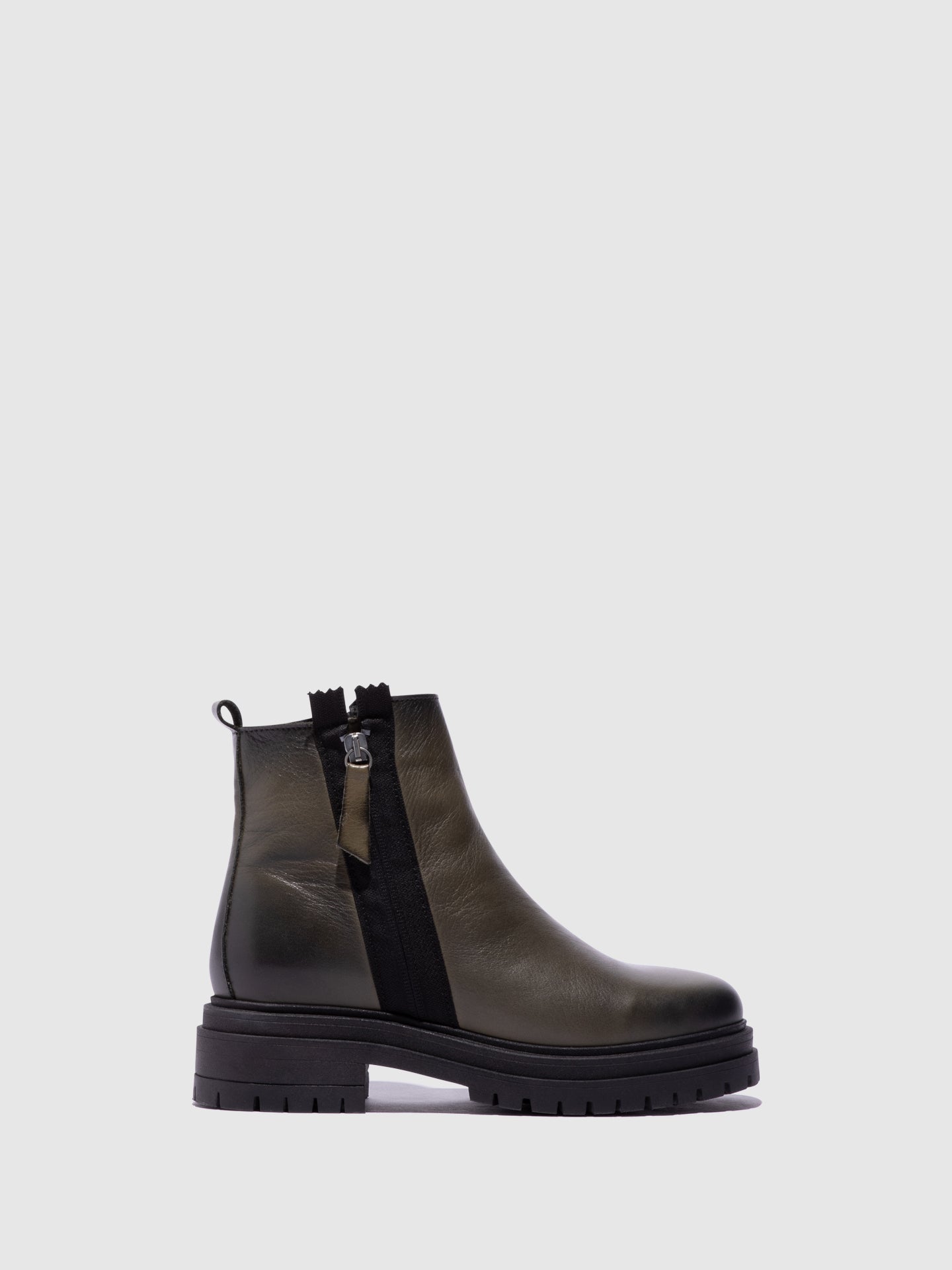 Foreva Green Zip Up Ankle Boots
