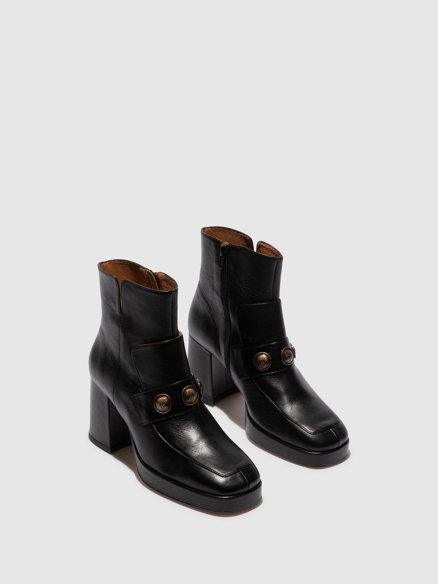 Sofia Costa Black Zip Up Ankle Boots