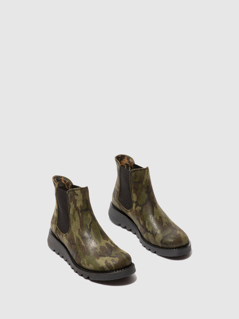 Fly London Chelsea Ankle Boots SALV CAMOUFLAGE MILITARY GREEN