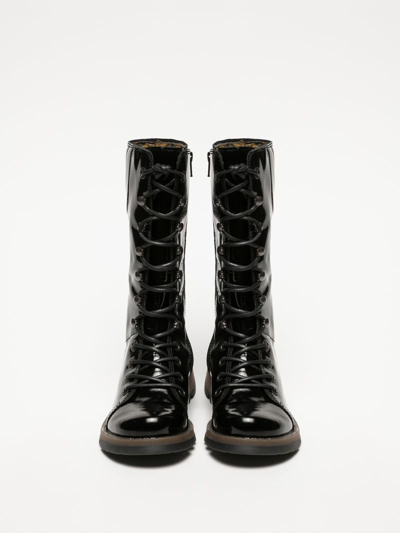 Fly London Coal Black Lace-up Boots