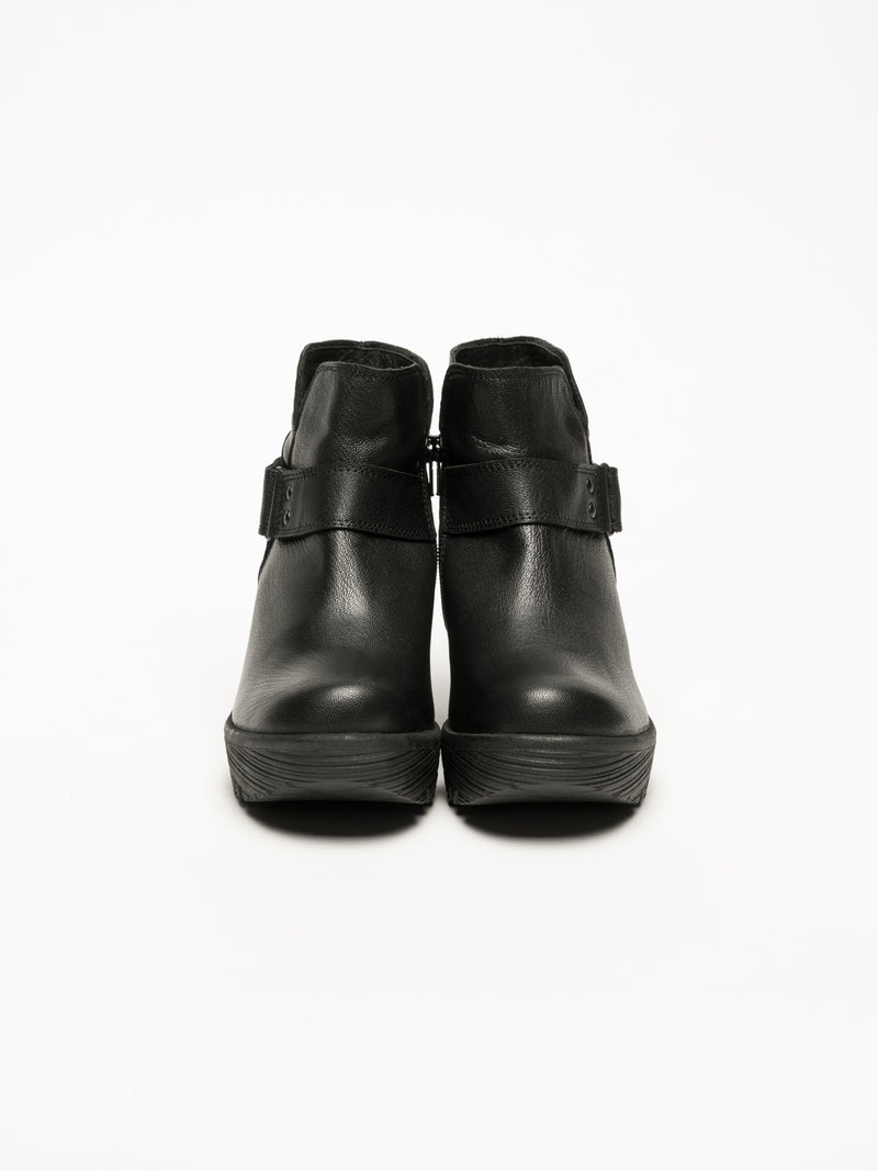 Fly London Black Velcro Ankle Boots