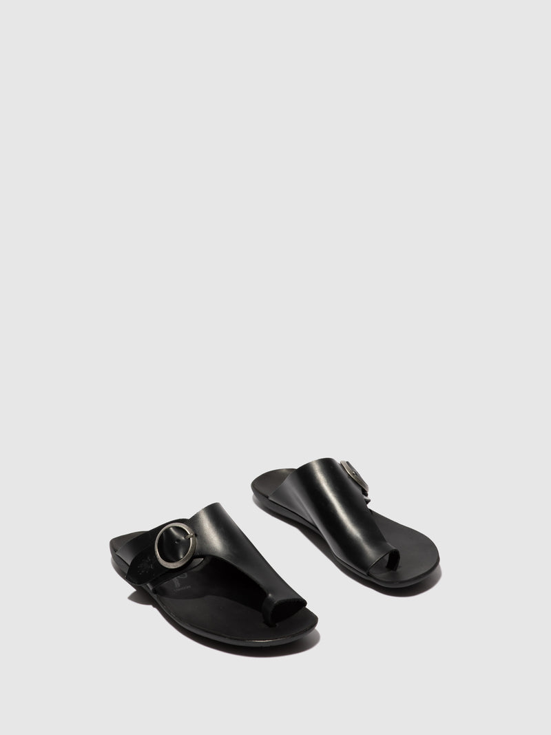 Fly London Open Toe Mules MICA758FLY BRIDLE  BLACK