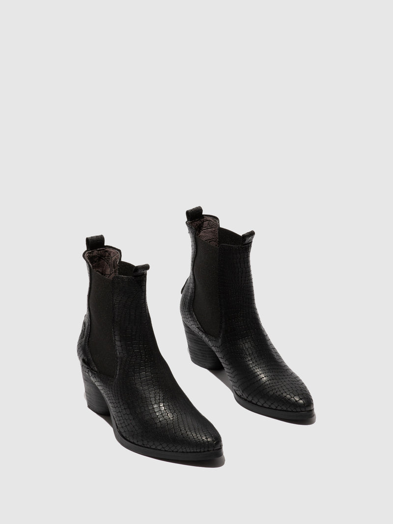 Fly London Chelsea Ankle Boots ADEN824FLY CROCO BLACK