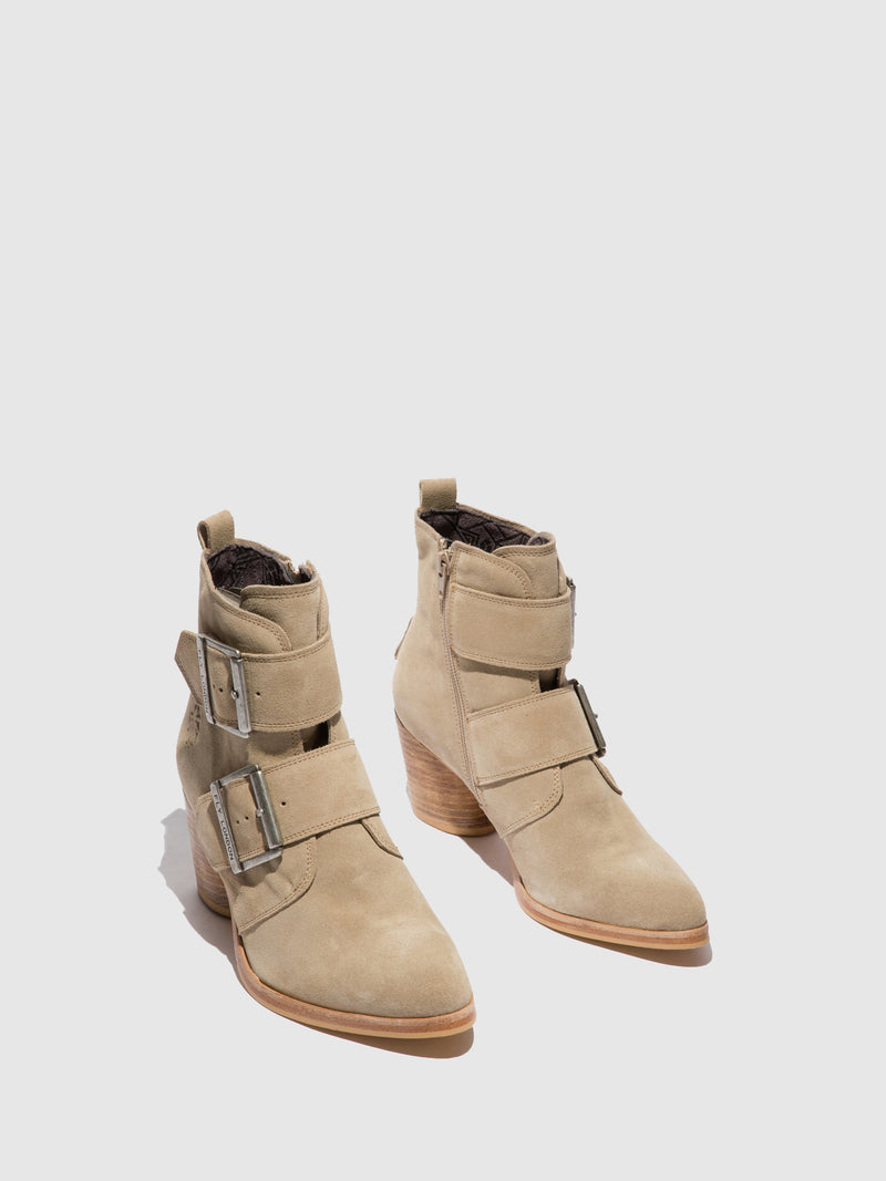 Fly London Buckle Ankle Boots ARIA827FLY SUEDE CREME
