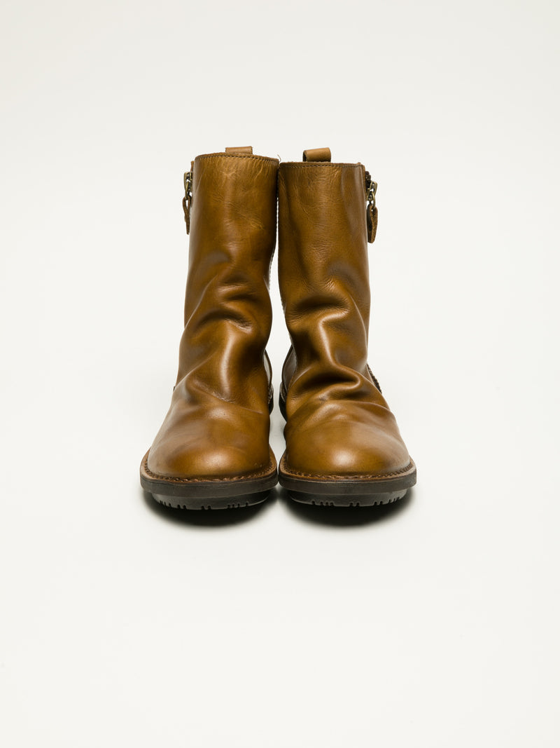 Fly London SandyBrown Zip Up Ankle Boots