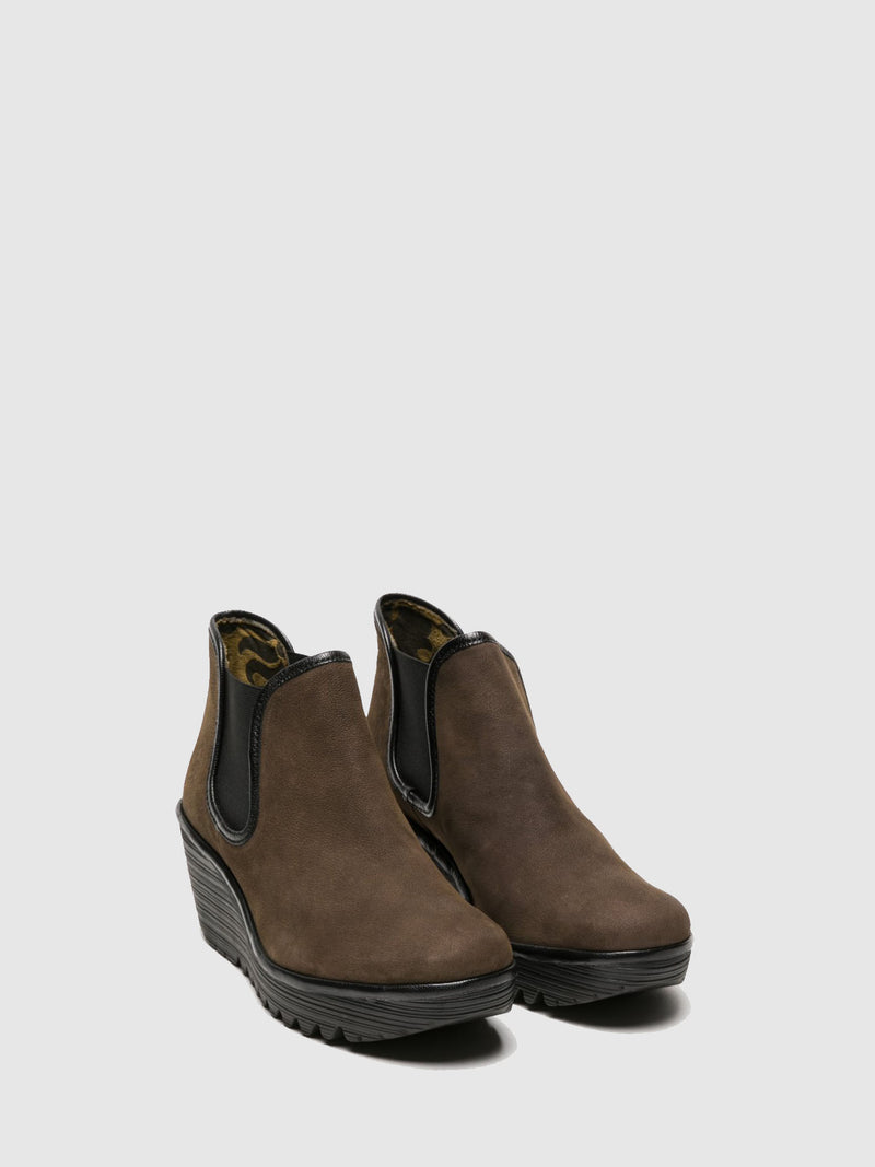 Fly London SaddleBrown Wedge Ankle Boots