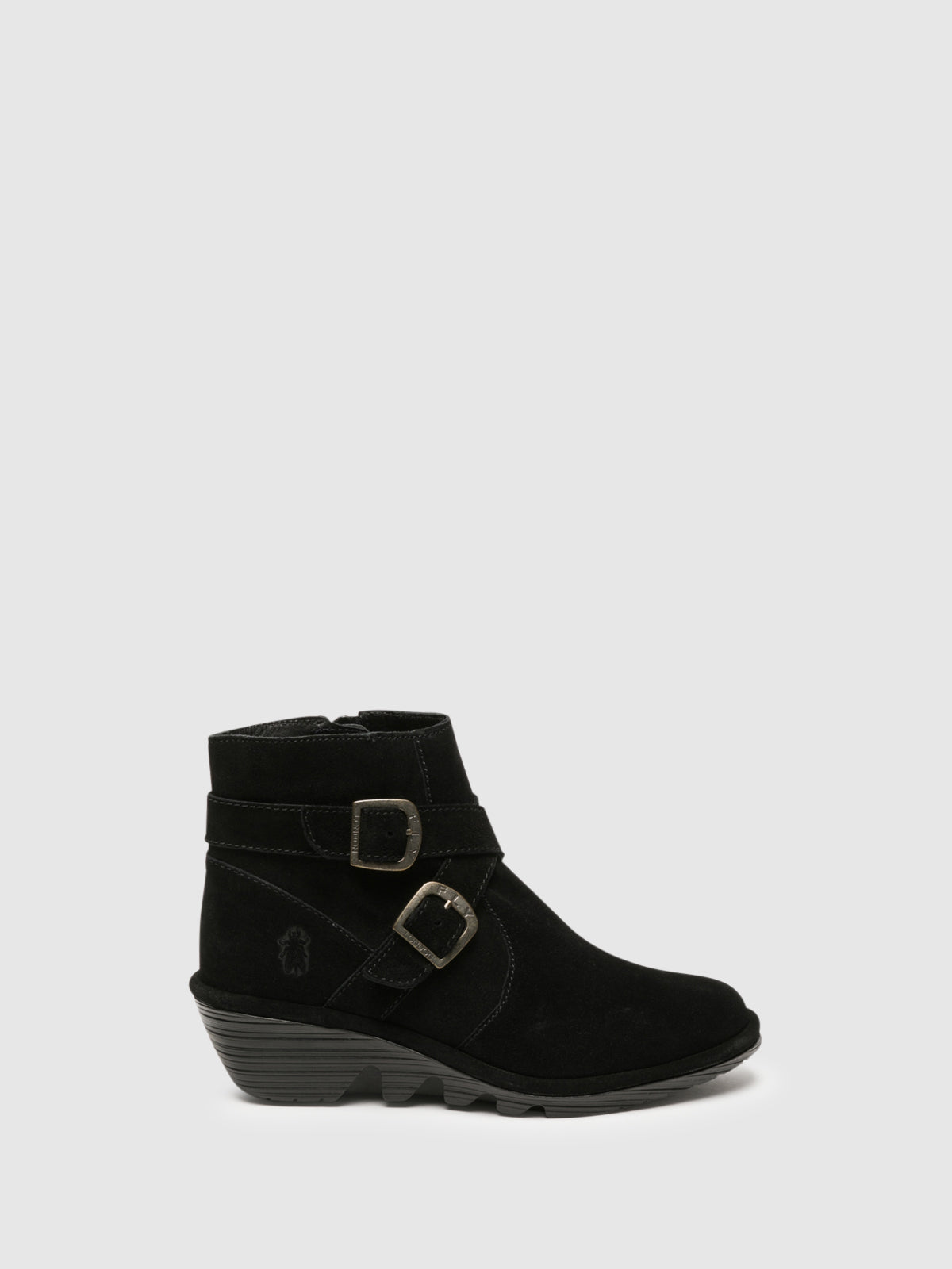 Fly London Coal Black Buckle Ankle Boots