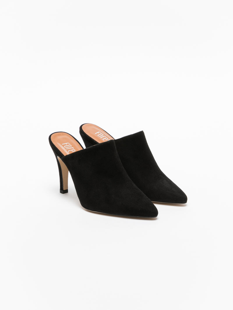 Foreva Black Pointed Toe Mules