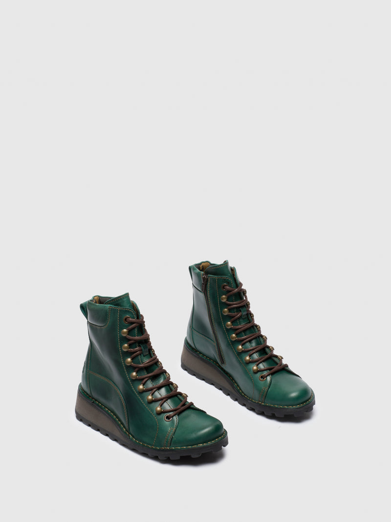 Fly London Green Lace-up Ankle Boots