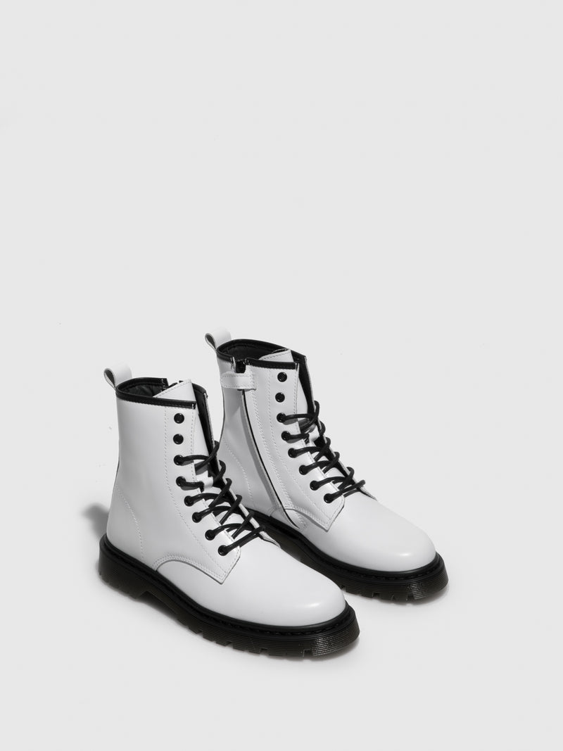 Foreva White Lace-up Boots