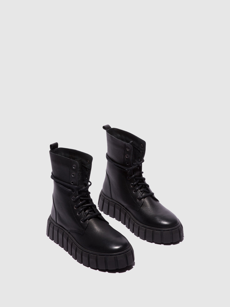 Fungi Black Lace-up Boots