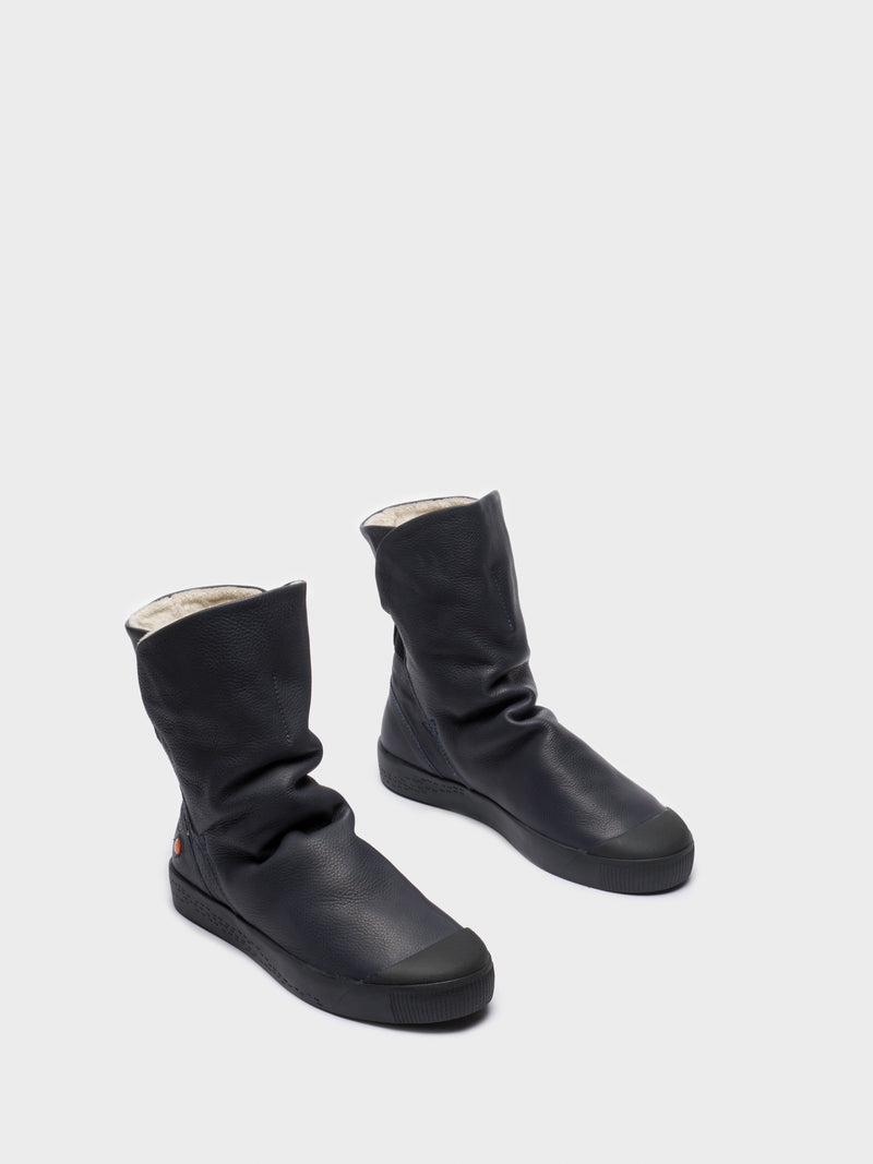 Softinos Navy Round Toe Ankle Boots