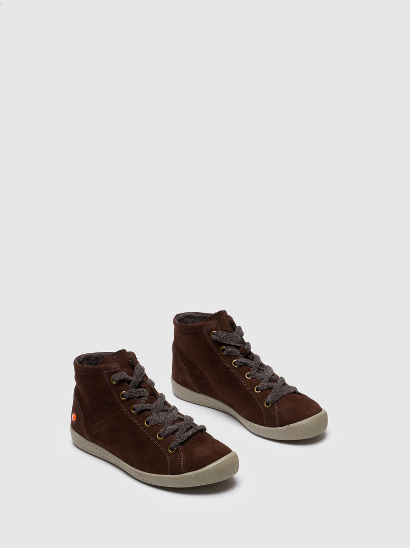 Softinos Brown Leather Hi-Top Trainers