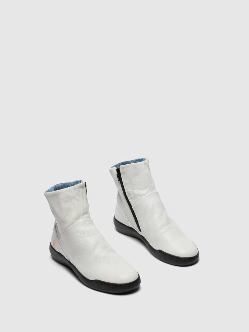 Softinos White Zip Up Ankle Boots