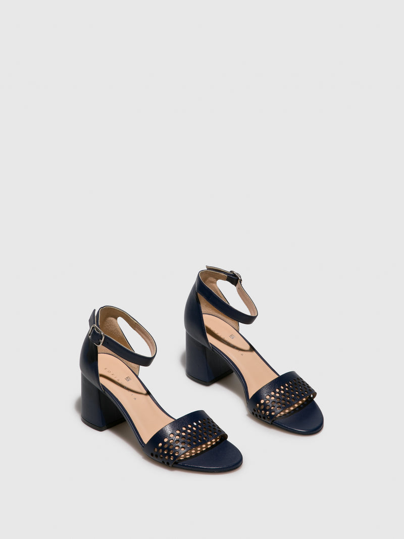 Sofia Costa Navy Ankle Strap Sandals