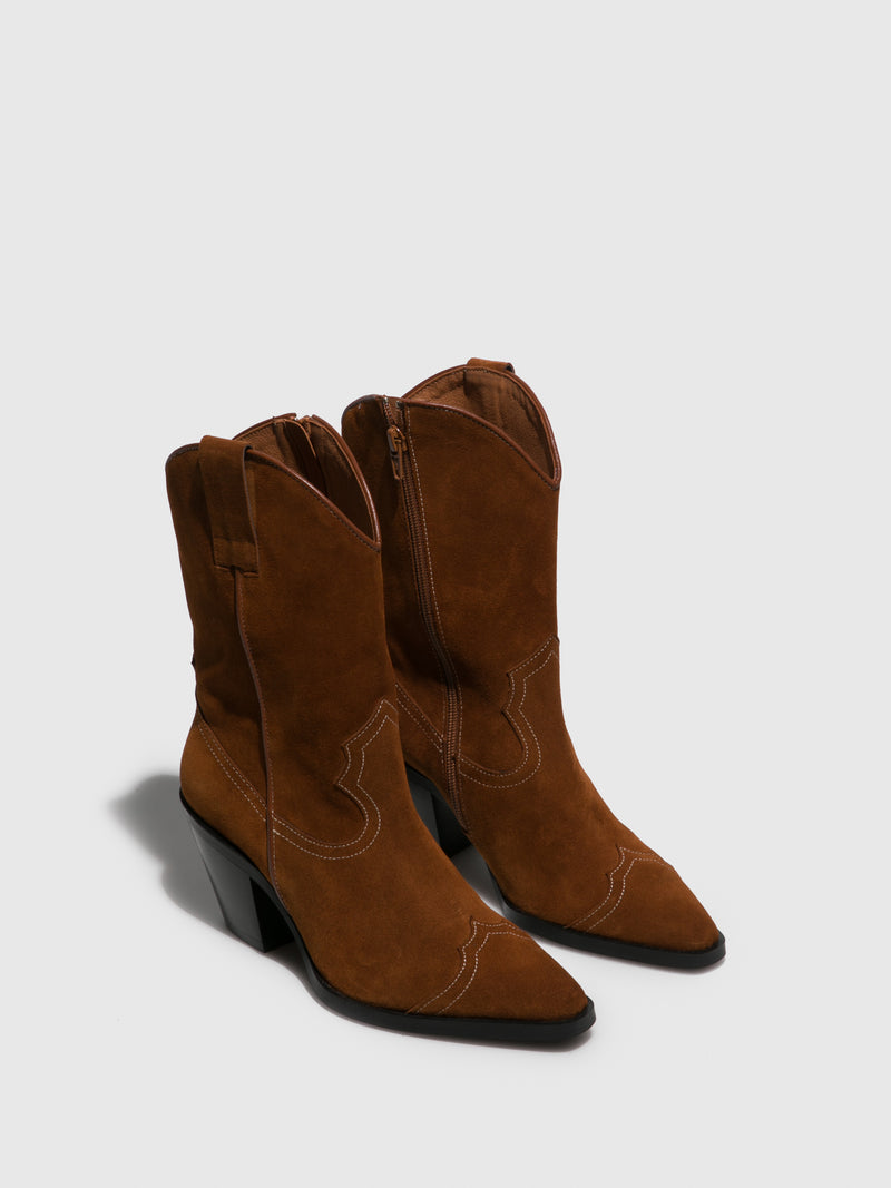 Sofia Costa Brown Cowboy Ankle Boots