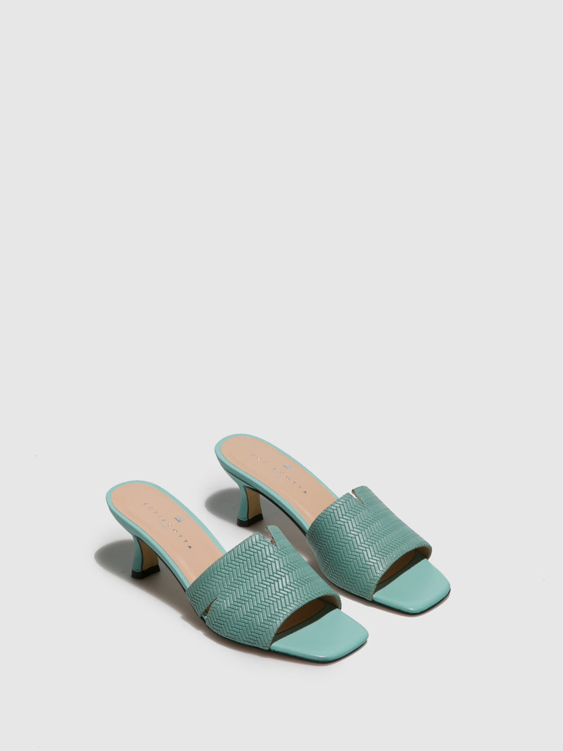 Sofia Costa Green Kitten Heel Mules