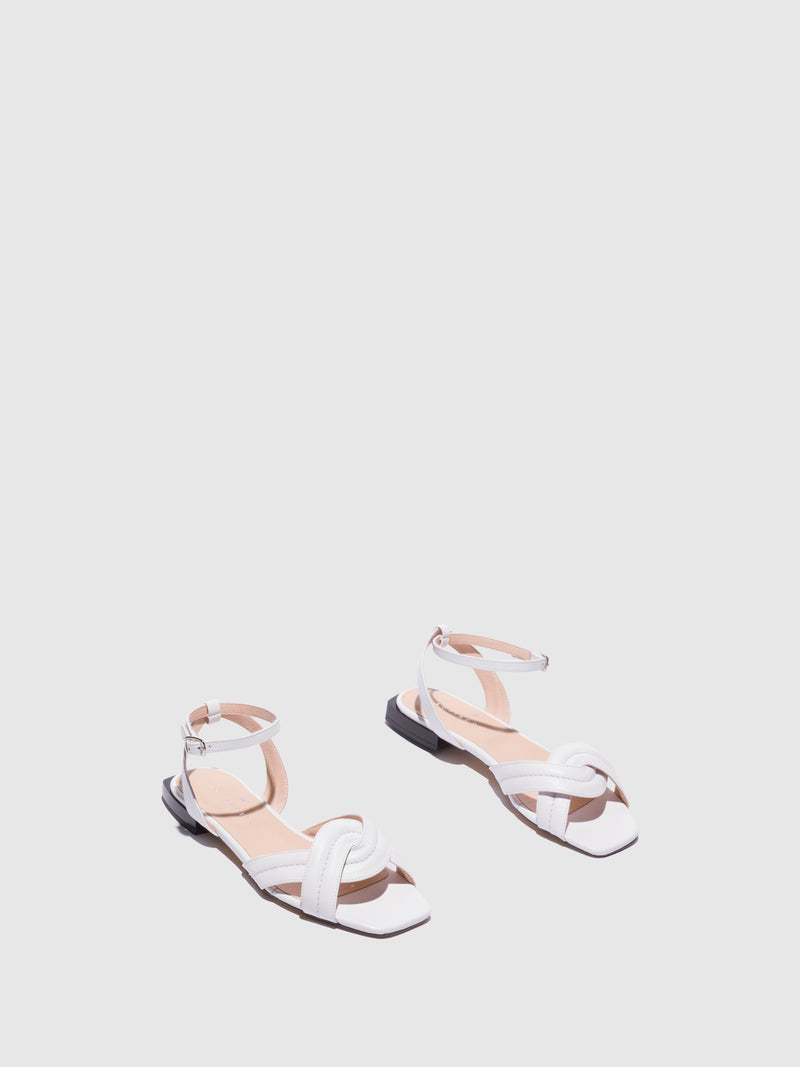 Sofia Costa White Flat Sandals